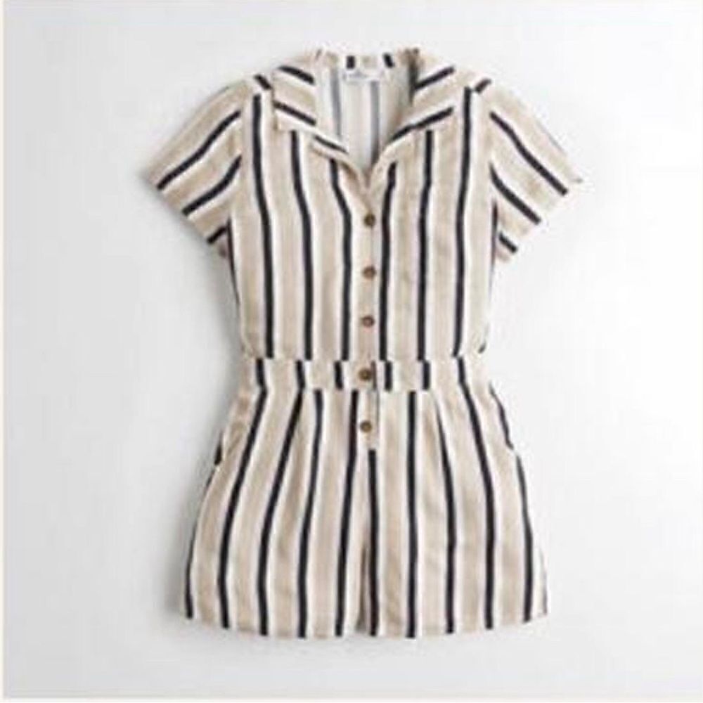 Hollister stripe collared romper
